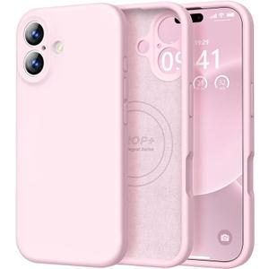 Vooii Magnetic for iPhone 17 Case, Compatible with Magsafe (Premium Liquid Silicone) (Integrated Camera Control Button) Full Body Protective AntiScratch Microfiber Lining 6.3", Chalk Pink
