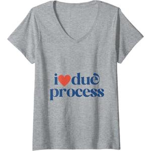 Womens I Love Due Process V-Neck T-Shirt XXL Grey