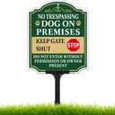 No Trespassing Dog on Premises Sign with Adjustable Height Stake Set, Beware of Dog Sign, 12x10 Inch/44 Inch High-50-Mil Thick Aluminum, Dog on Duty Signs for Yard, Plug and Play Ready, 44x10Inches