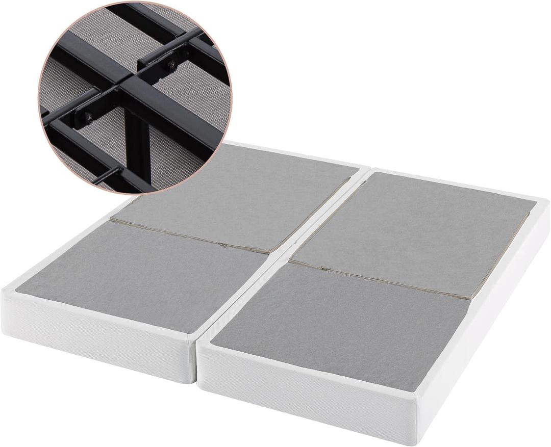 ZINUS 9 Inch No Assembly Metal Box Spring, Cool Mattress Foundation, Sturdy Metal Structure, Split King, White