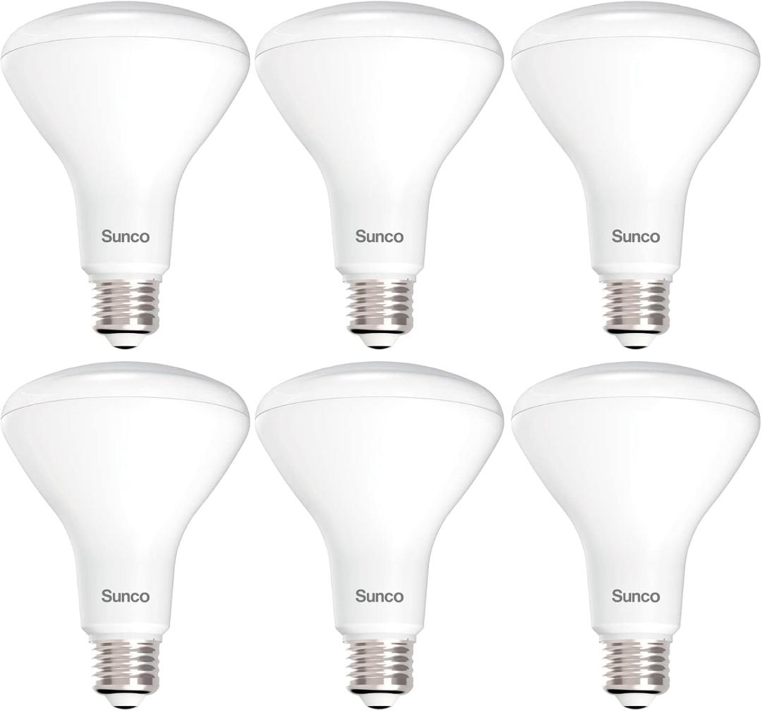 Sunco BR30 Light Bulb LED Indoor Flood Lights 3000K Warm White 850 Lumens, E26 Base, 25,000 Lifetime Hours, Interior Dimmable Recessed Can Light, 6 Pack, 11W Equivalent 90W.