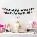 Pre-Strung Friends Themed 30th Birthday Black Glitter Banner - 30th Birthday Decorations for Men and Women - Birthday Party Supplies and Gifts
