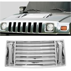ECOTRIC Chrome Hood Deck Vent Panel Compatible with 2003-2009 Hummer H2 w/Hood Handle Cover Trim