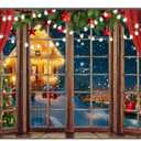Alltten 10X8FT Christmas Window Backdrop Christmas Backdrops for Wall Holiday Background F-22