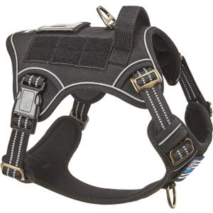 BUMBIN Tactical Dog Harness Dogs No Pull, Famous TIK Tok No Pull Puppy Harness, Fit Smart Reflective Pet Walking Harness for Training, Adjustable Dog Vest Harness, S