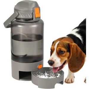 Outdoor Dog Water Bottle 50oz Leakproof Portable Pet Water Dispenser with Handle for Travel Hiking Camping Beach Trips BPA Free Must Have for Active Pets (Grey)