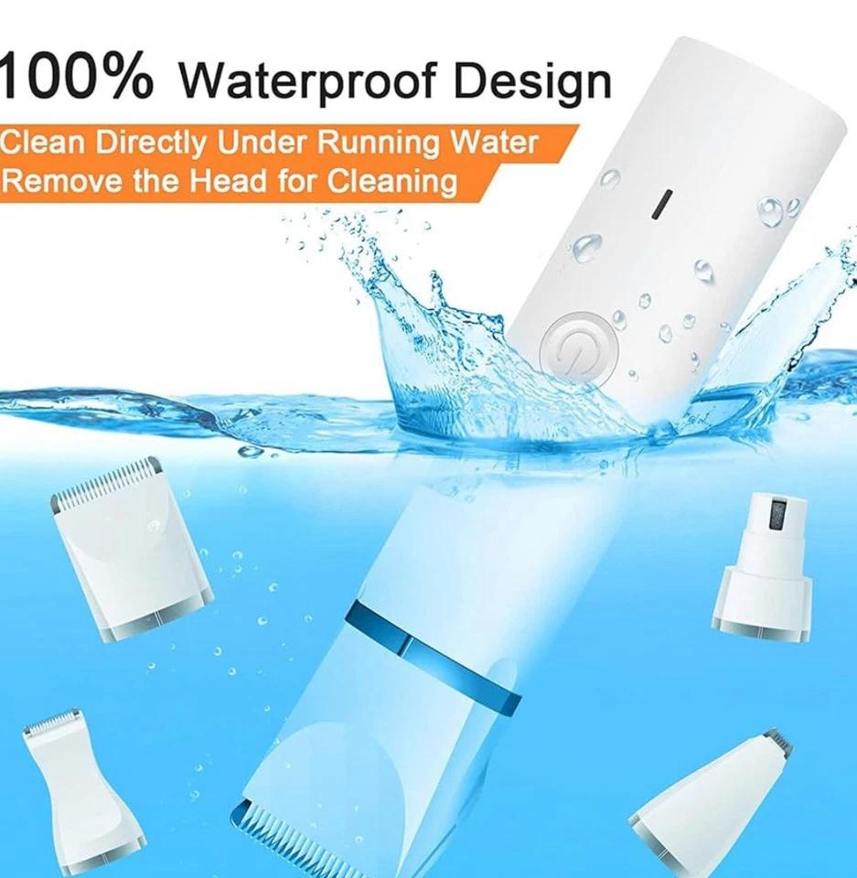 Dog Clippers Grooming Kit Hair Clipper-Low Noise Paw Trimmer- Rechargeable - Cordless Quiet Nail Grinder Shaver for Cats and Other Pets (White)