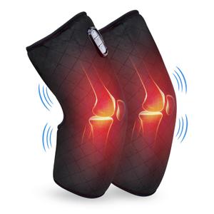 COMFIER Heated Knee Massager with Heating Pad for Knee Pain Relief,Gifts for Men Women Dad Mom,Knee Warmers Wrap, FSA or HSA Eligible,Heated Knee Pad for Men Women Seniors (Black)