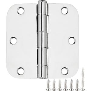 Polished Chrome Door Hinges 3.5 Inch 3 Pack Indoor 3 1/2 Inside Interior Door Hinge Pantry Laundry Basement Bedroom Door Hinges Flat Iron Bifold Residential Stardand Rounded Door Hinge 5/8" Radius