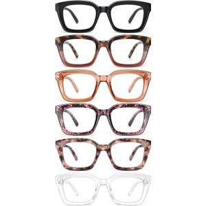 miyya Stylish Reading Glasses for Women, Cheaters Eyeglasses, Oversized Blue Light Readers, Fashion Eye Glasses (N12 6 Pack Mix), +2.75