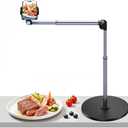 yAyusi Heavy Duty Aluminum Overhead Phone Mount, 13.7 in Long Phone Stand for Recording, Flexible Articulating Arm Phone Mount for Desk for Live Streaming, Meeting, Cooking – Perfect for Creators