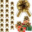 20pcs 7 Inch Pull Bows Gold Gift Wrap Bows for Gift Wrapping, Ribbon, Basket, Flower, Christmas, New Year, Birthday, Graduation, Party Decorations