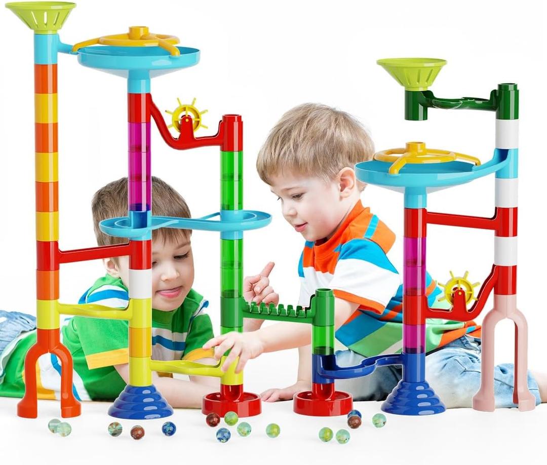 Marble Run, 110pcs Marble Maze Game Construction Building Toys for Kids, Marble Track Race Set STEM Learning Toys Gift for Boys Girls 3 4 5 6 7 8 9 10+, 8105