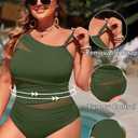 Aqua Eve Plus Size One Piece Swimsuit for Women Tummy Control Bathing Suits One Shoulder Swimwear (Green, XXXL)