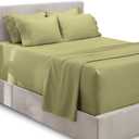 Hearth & Harbor Extra Deep Pocket Queen Sheets Sets - Fits Mattress 18-24 Inches Deep - Extra Deep Pocket Sheets - 6 Piece Queen Size - Sage