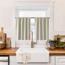 RYB HOME 100% Blackout Bathroom Curtains Over Sink 24 inches Long, Heat & UV Blocking Total Room Darkening Noise Reducing Curtains for Basement RV Campers, Natural, 2 Panels Set