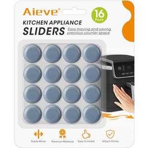Aieve Appliance Sliders, 16 Pcs Self Adhesive Appliance Slider for Easy Moving & Space Saving, Small Countertop Rollers Kitchen Hacks Mixer Accessories