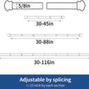 Curtain Rods 5/8 inch Curtain Rods for Windows 30 to 88 Inch with Brackets Easy to Install for Bedroom Living room Kitchen,White