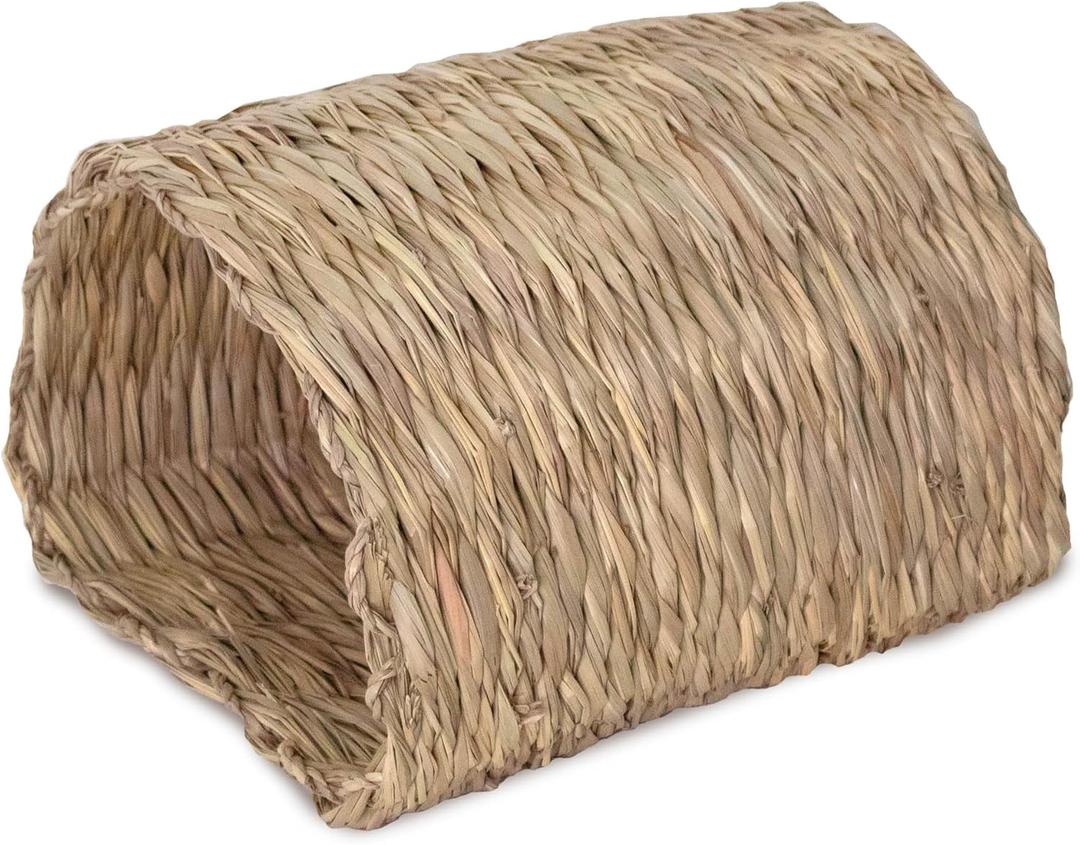 PEMAR Seagrass House Tunnel Hutch  Woven Grass Hideaway & Chewable Tunnel for Small Pets (Rabbit, Guinea Pig, Chinchilla)  Natural Non-Toxic Pet Habitat & Hideout