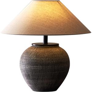 Farmhouse Ceramic Table Lamp for Living Room,17.7 Bedside Night Lamps for Bedroom,3-Color Temperature E27 LED Small Desk Lamp for Study Room Office