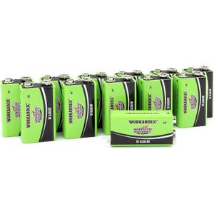 Interstate Batteries 9 Volt Alkaline Battery (12 Pack) All-Purpose 9V High Performance Batteries - Workaholic (DRY0196)