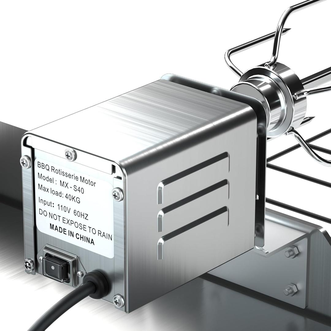 Electric Grill Rotisserie Motor 110V 15W Stainless Steel BBQ Spit Rotisserie Motor 90LB / 40KG for Goat Pig Chicken Roaster