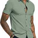 PJ PAUL JONES Mens Button Down Short Sleeve Shirt Wrinkle Free Dress Shirts for Men Casual Summer Beach Vacation Shirts, Size XL
