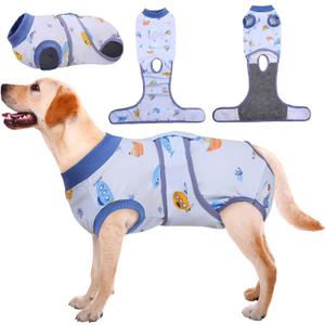 Kuoser Recovery Suit for Dogs Cats After Surgery, Professional Pet Recovery Shirt Dog Abdominal Wounds Bandages, Substitute E-Collar & Cone,Prevent Licking Dog Onesies Pet Surgery Recovery Suit (Large (Back:16.1-20.1'', Weight:23-48 Lb), Boat)