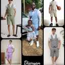 Men's Suit Linen 2 Piece Vests Short Pants Suits for Men Casual Summer Beach Groomsmen Wedding Waistcoat Set Outfit (XXXL)