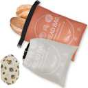 Bread Bags for Homemade with Beeswax Wrap - Zipper Reusable Bread Bag for Sourdough 2-Pack, Reusable Food Storage Bag to Keep Sourdough Fresh, Freezer-Safe, Eco-Friendly (Orange&Grey) (Large)