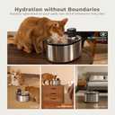 Wireless Cat Water Fountain Stainless Steel, 152oz/4.5L Cat Fountain Battery Operated, Cordless Pet Water Fountain for Cats & Dogs with Motion Sensor, Ultra Quiet Pump, Multi-Filtration