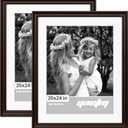 Yaetm 20x24 Picture Frame Matted to 16x20 Set of 2, 1.4" Wide Molding & Dark Brown Poster Frames for Wall Gallery, Home, Office, Wall Mount (2 pack, Brown)