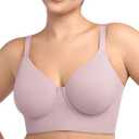 HSIA Bras for Women Minimizer Full Coverage Seamless Plus Size Longline Unlined Underwire Back Smoothing Bra, Grey Purple 34DDD