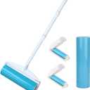 Large Reusable Lint Rollers, Washable Lint Roller 8 inches Cat Dog Pet Hair Remover with 3 Extendable Handle,Long Handle Sticky Lint Remover Brush Set for Cleaning Couch, Carpet, Floor, Sofa