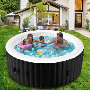 2-4 Person Inflatable Hot Tub, Round Blow Up Portable Hot Tub, Leak-Proof PVC Outdoor Spa with 120 Strong Air Jets, Heater Pump and Insulated Cover, 71 X 71X 25 2-4 Person Inflatable Hot Tub, Round Blow Up Portable Hot Tub, Leak-Proof PVC Outdoor Spa with 120 Strong Air Jets, Heater Pump and Insulated Cover, 71 X 71X 25