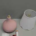 14''H Cordless LED Table Lamp with Dimmer, Ceramic Bedside Table Lamp, Rechargeable & 3-Level Brightness, Ceramic Base, Detachable Bulb, Linen Shade, Desk lamp for Cozy Teens Room Decor (Pink)