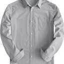 Boys Oxford Dress Shirts Formal Long Sleeve Button Down Shirts Solid School Uniform Shirts with Pockets (Gray, 12)
