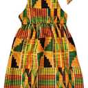 Noubeau Kids Toddler Girls African Dashiki Dress Little Girls Backless Halter Dress Ethnic Bohemia Style Summer Clothes (4-5T, Yellow)