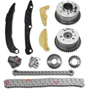 23121-2G590 Timing Chain Tensioner Guide Kit w/VVT Gear for 2015-2018 KIA Sorento Optima Sportage, for 2015-2019 Hyundai Santa Fe Sonata Tucson 2.0L 2.4L G4KJ Engine 24350-2G750 24370-2G750