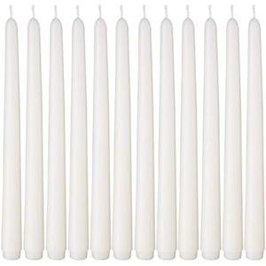 NIKY 10 inch Taper Candles for Christmas, Set of 12 Unscented Dripless Candlesticks - 8 Hours Long Burning for Home Decor, Wedding, Parties and Special Occasions (Ivory)
