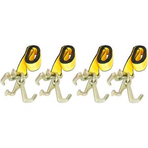 Fekuar 4Pcs 2" x 8' Truck Winch Tie Down Straps with RTJ Cluster Hook Heavy Duty Webbing Complete RTJ Strapes 3 Chain Link RTJ Cluster Hook Towing Truck Anchor Wrecker Tie Down