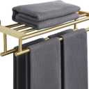 Alise Double Towel Rack for Bathroom Wall Mounted 16 Inch,Gold
Bathroom Tower Holder Towel Shelf with Double Towel Bars,SUS304 Stainless Steel Towel Rack with Shelf for Lavatory Kitchen