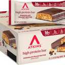 Atkins Chocolate Peanut Butter Protein Meal Bar, High Fiber, 16g Protein, Low Sugar, 3g Net Carb, Low Carb, Keto Friendly, 12 Count (EXP 06/15/27)