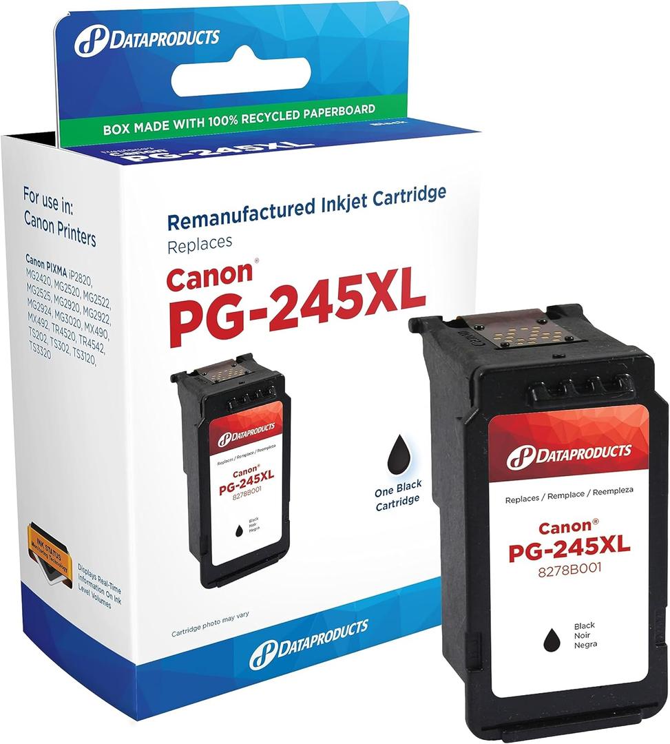 Dataproducts DPCPG245XL Remanufactured Inkjet Cartridges for Canon PG-245 Ink | Black