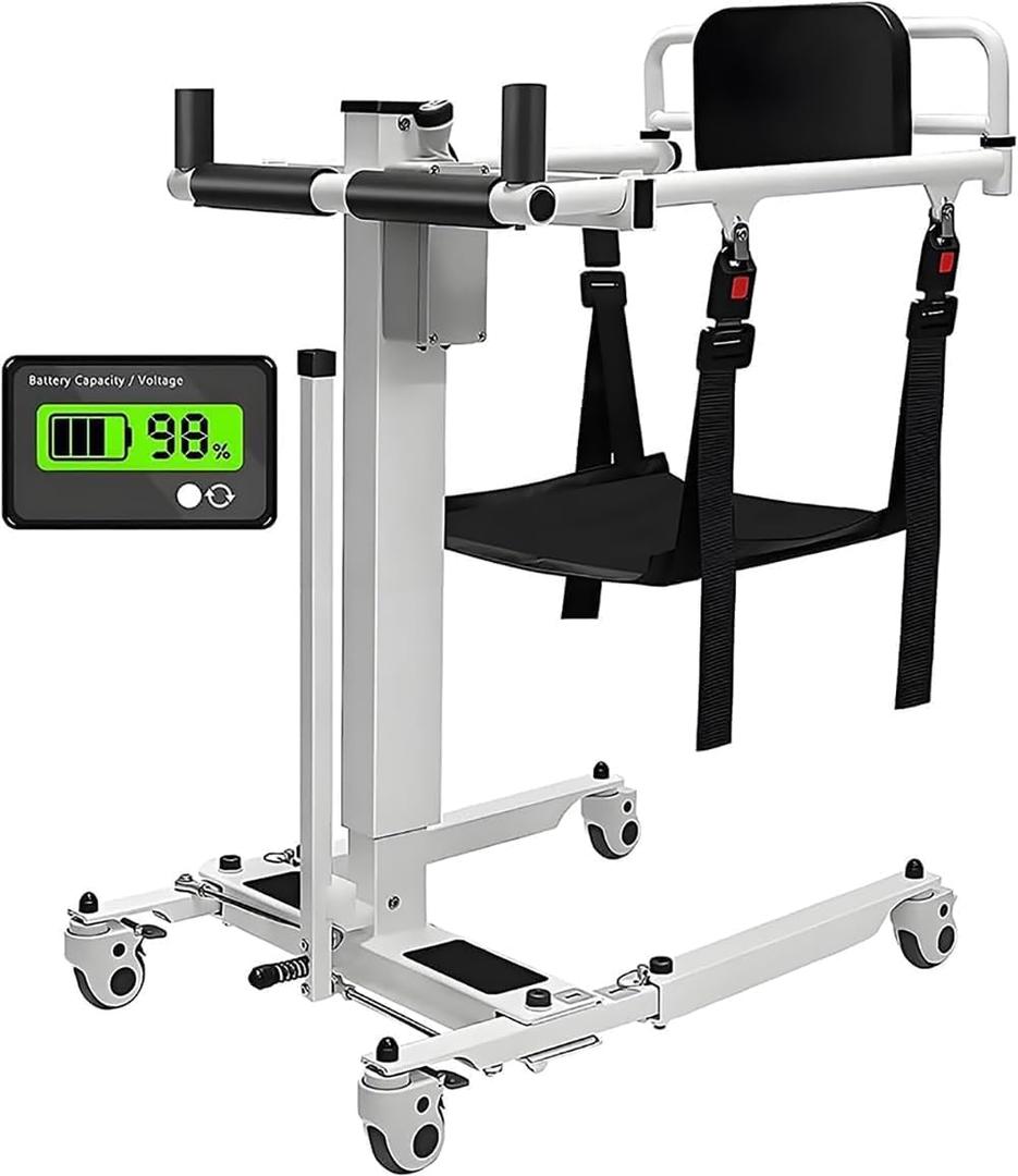 Electric Patient Lift Transfer Chair - Home Foldable Wheelchair to Car Transfer Device with Commode Seat Cushion for Elderly & Disabled - 300 lb Capacity, IPX54 Waterproof for Shower, SUV, Toilets