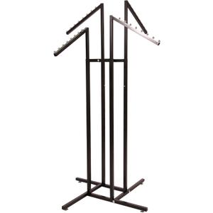SSWBasics Black 4 Way Adjustable Clothing Rack with Slanted Arms - Retail Clothing Rack Display - Adjustable Height Arms from 48" to 72" Perfect for Clothing Stores