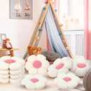 Beeveer 10 Pcs Cute Flower Pillow 15.75 Inch Flower Plush Throw Pillow Aesthetic Decorative Seating Cushion for Spring Back to School First Day of School Sofa Couch Bed Decor(Monochrome,White)