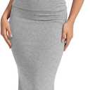 CHYRII Womens Two Piece Sets Short Sleeve Crewneck Cropped Top Bodycon Fold Over Maxi Skirt Maxi Dress Outfits Grey L