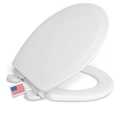 Centoco Round Toilet Seat, Heavy-Duty Wood Core with Plastic Scratch-Resistant Finish, Soft Close, Made in the USA, DSAMAZ7SC-001, White