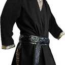 Gafeng Mens Medieval Costume Renaissance Pirate Halloween Viking Tunic Knight Cosplay Warrior LARP Shirts, XXL